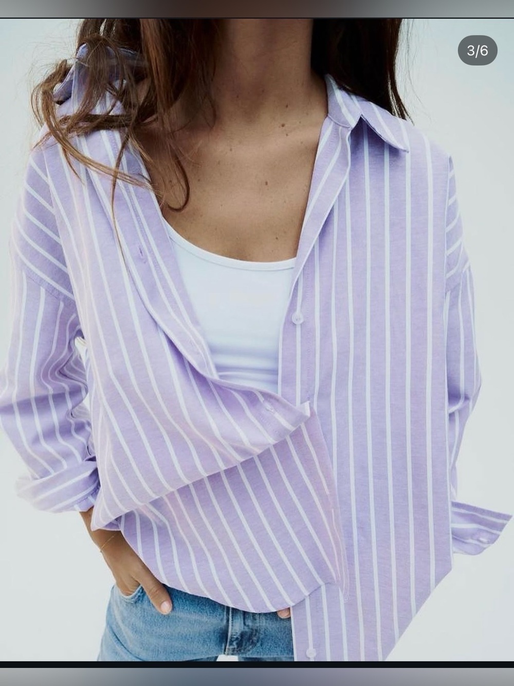 NWT Zara Striped Purple Button Down Shirt Cotton Blend , size XS